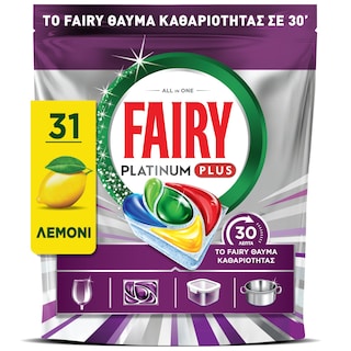 FAIRY | Κάψουλες Πλυντηρίου Πιάτων Platinum Plus Miracle Λεμόνι 31 Τεμάχια