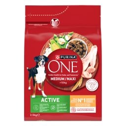 PURINA ONE | Σκυλοτροφή Medium Maxi Active Κοτόπουλο Ρύζι 2.5kg