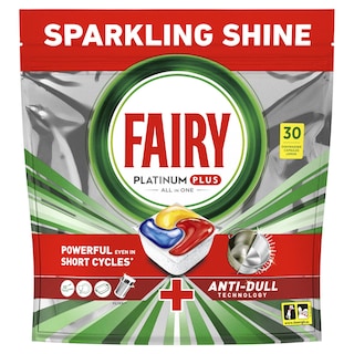 FAIRY | Κάψουλες Πλυντηρίου Πιάτων Platinum Plus Anti-Dull Lemon 30 Τεμάχια