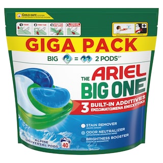 ARIEL | Kάψουλες Πλυντηρίου Ρούχων Allin1 Pods The Big One Alpine 40 Τεμάχια