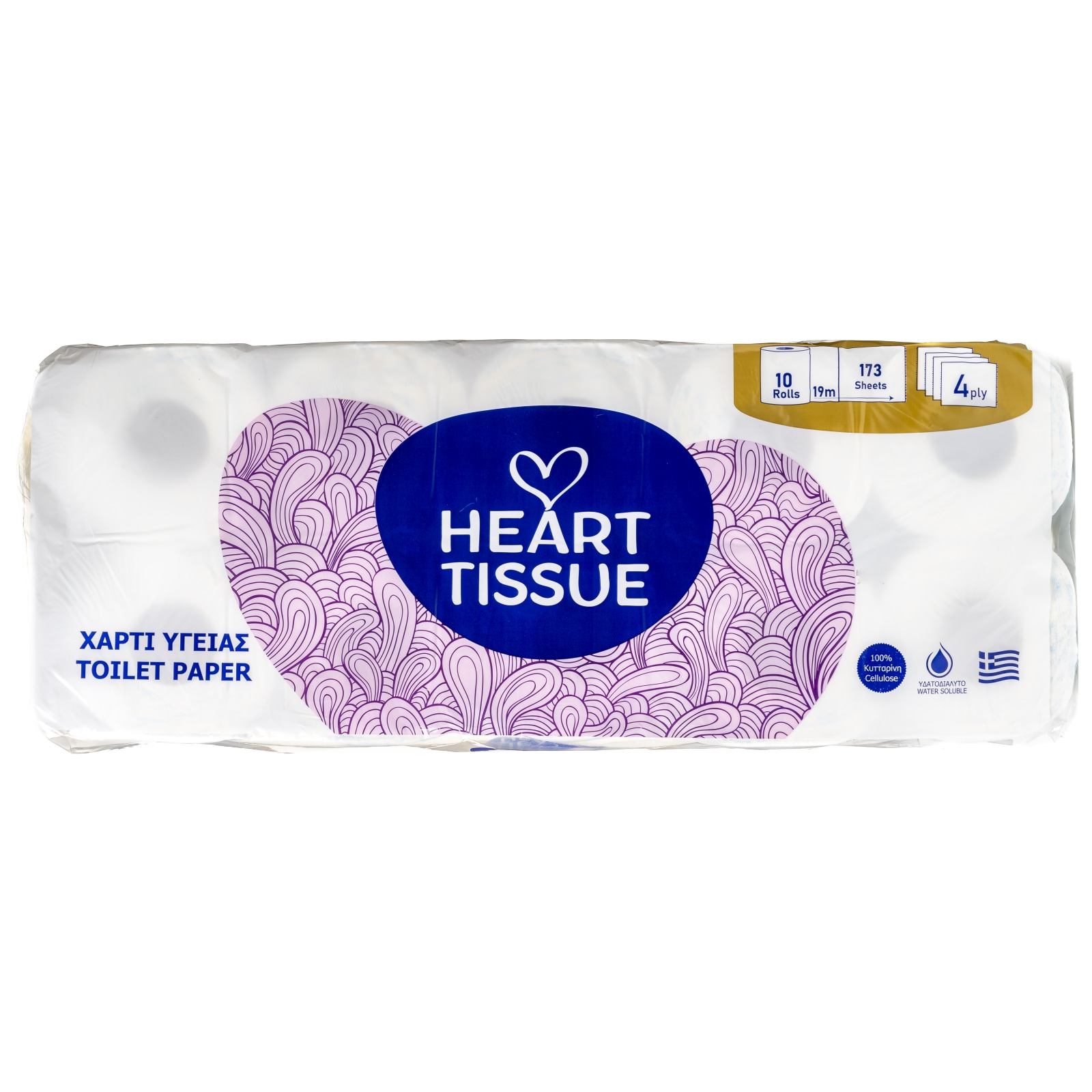 HEART TISSUE Χαρτί Υγείας 4 Φύλλα 10 Ρολά 1.12kg