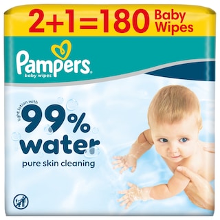 PAMPERS | Μωρομάντηλα 99% Water 3x60 Τεμάχια
