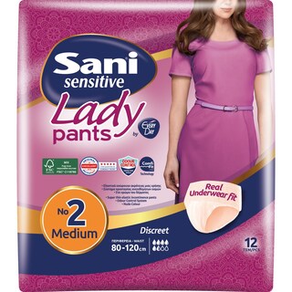 SANI | Incontinence Underwear Lady Sensitive Pants Medium 12 Pieces