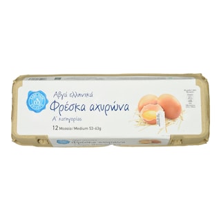 Φρέσκα Αυγά Αχυρώνα Μεσαία 12 Τεμάχια