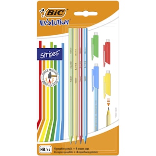 BIC | Σετ Μολύβια Evolution Stripes με Γόμα & Καπάκι 8 Τεμάχια