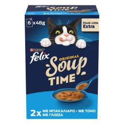 FELIX | Γατοτροφή Soup Original με Μπακαλιάρο Τόνο Γλώσσα 6x48g