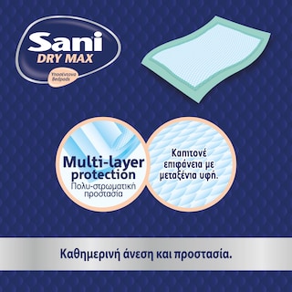 SANI | Υποσέντονα Dry Max Χωρίς Άρωμα 90x60cm 15 Τεμάχια