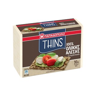 ΠΑΠΑΔΟΠΟΥΛΟΥ | Φρυγανιές Λεπτές Crispbreads Thins Ολικής Άλεσης 250g