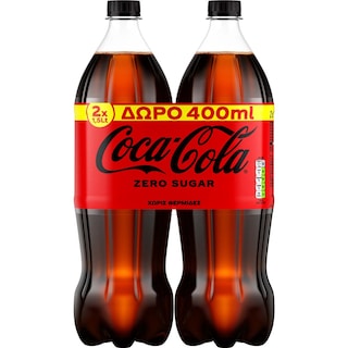 COCA COLA | Αναψυκτικό Cola Zero Φιάλη 2x1.5lt 400ml Δώρο