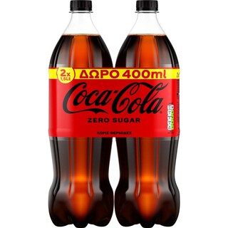 COCA COLA | Αναψυκτικό Cola Zero Φιάλη 2x1.5lt 400ml Δώρο