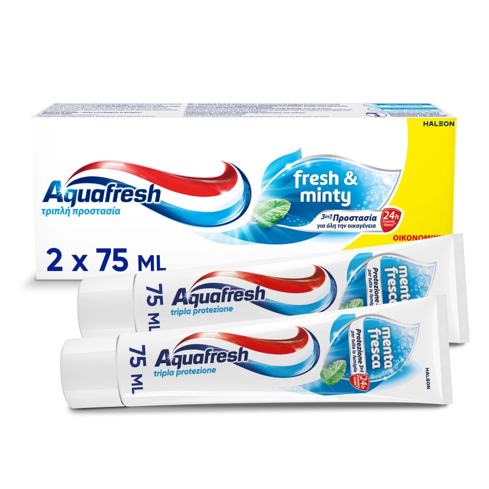 AQUAFRESH Οδοντόκρεμα Fresh & Minty 2x75ml