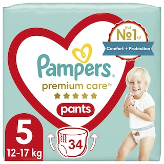 PAMPERS | Πάνες βρακάκι Μωρού Premium Pants Νο5 12-17kg 34 Τεμάχια
