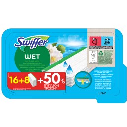 SWIFFER | Υγρά Πανάκια Πατώματος Πρωινή Φρεσκάδα 16+8 Τεμάχια Δώρο