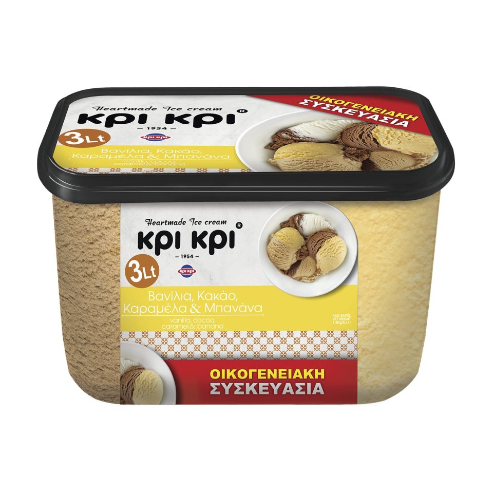 ΚΡΙ ΚΡΙ Παγωτό Heartmade Βανίλια Κακάο Καραμέλα Μπανάνα 1.5kg