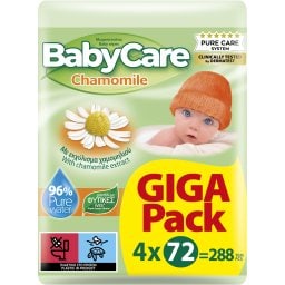 BABY CARE | Μωρομάντηλα Χαμομήλι 4x72 Τεμάχια