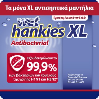 WET HANKIES | Αντιβακτηριδιακά Μαντηλάκια XL 4x15 Τεμάχια