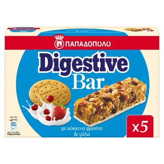 ΠΑΠΑΔΟΠΟΥΛΟΥ | DIGESTIVE | Μπάρες Δημητριακών Digestive Κόκκινα Φρούτα και Γάλα 5x28g