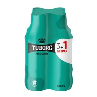 TUBORG | Τόνικ Φιάλη 4x500ml 3+1 Δώρο