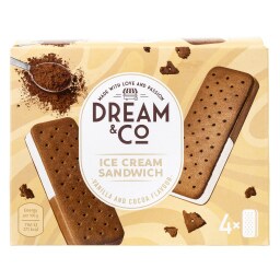 DREAM & CO | Παγωτό Sandwich Βανίλια Κακάο 4x80g