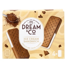 DREAM & CO | Παγωτό Sandwich Βανίλια Κακάο 4x80g