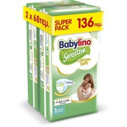 BABYLINO | Πάνες Sensitive Cotton Soft No1 136 Τεμάχια