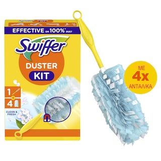 SWIFFER | Σκούπα Duster Κιτ Clean & Fresh Λαβή + 4 Ανταλλακτικά 1 Τεμάχιο