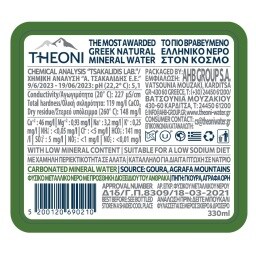 ΘΕΟΝΗ | Ανθρακούχο Νερό Φυσικό Μεταλλικό Γυάλινη Φιάλη 330ml