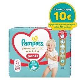 PAMPERS | Πάνες βρακάκι Μωρού Premium Pants Νο5 12-17kg 34 Τεμάχια