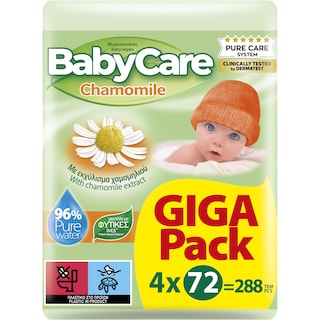 BABY CARE | Μωρομάντηλα Χαμομήλι 4x72 Τεμάχια