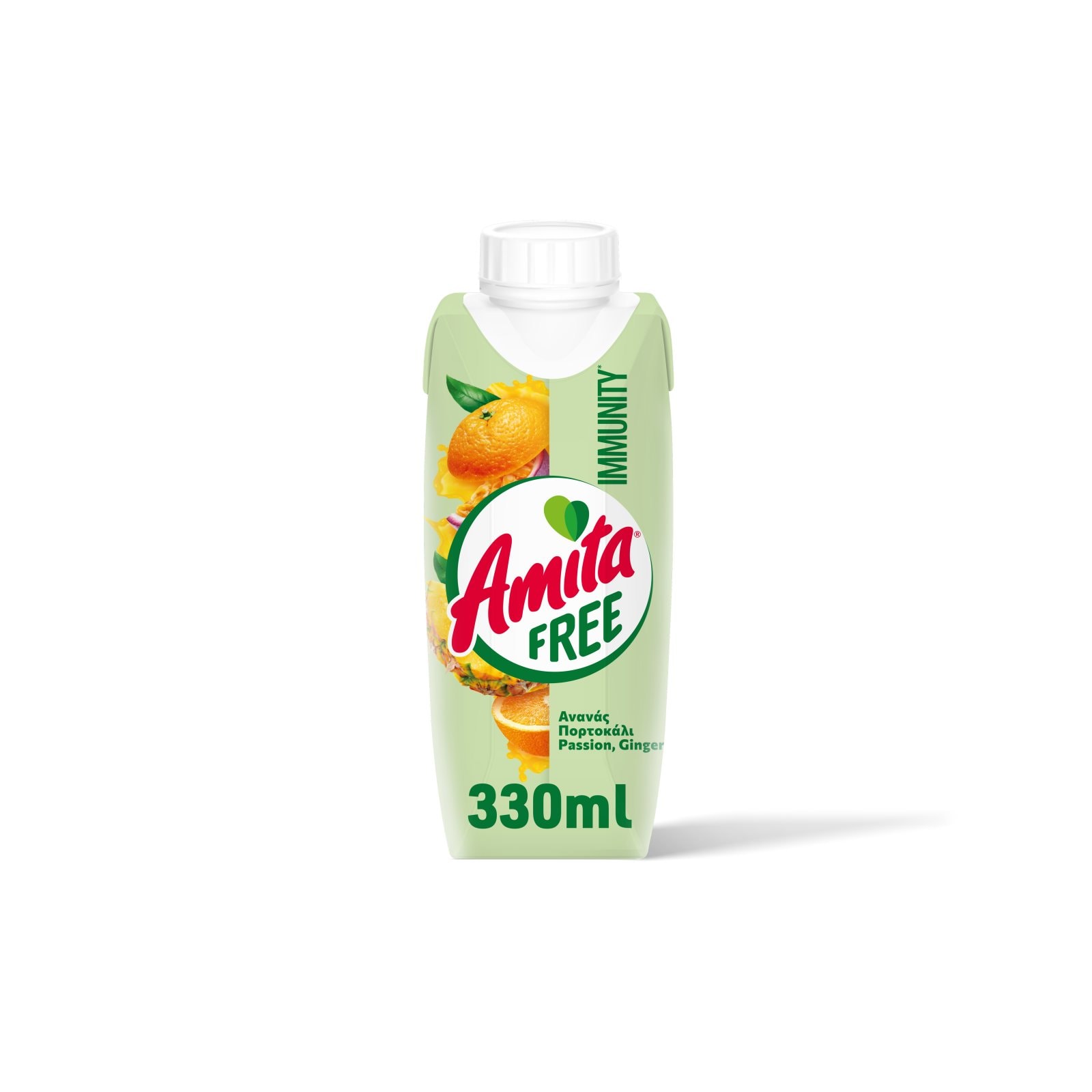 AMITA Φρουτοποτό Immunity Free Ανανάς Πορτοκάλι Ginger 330ml