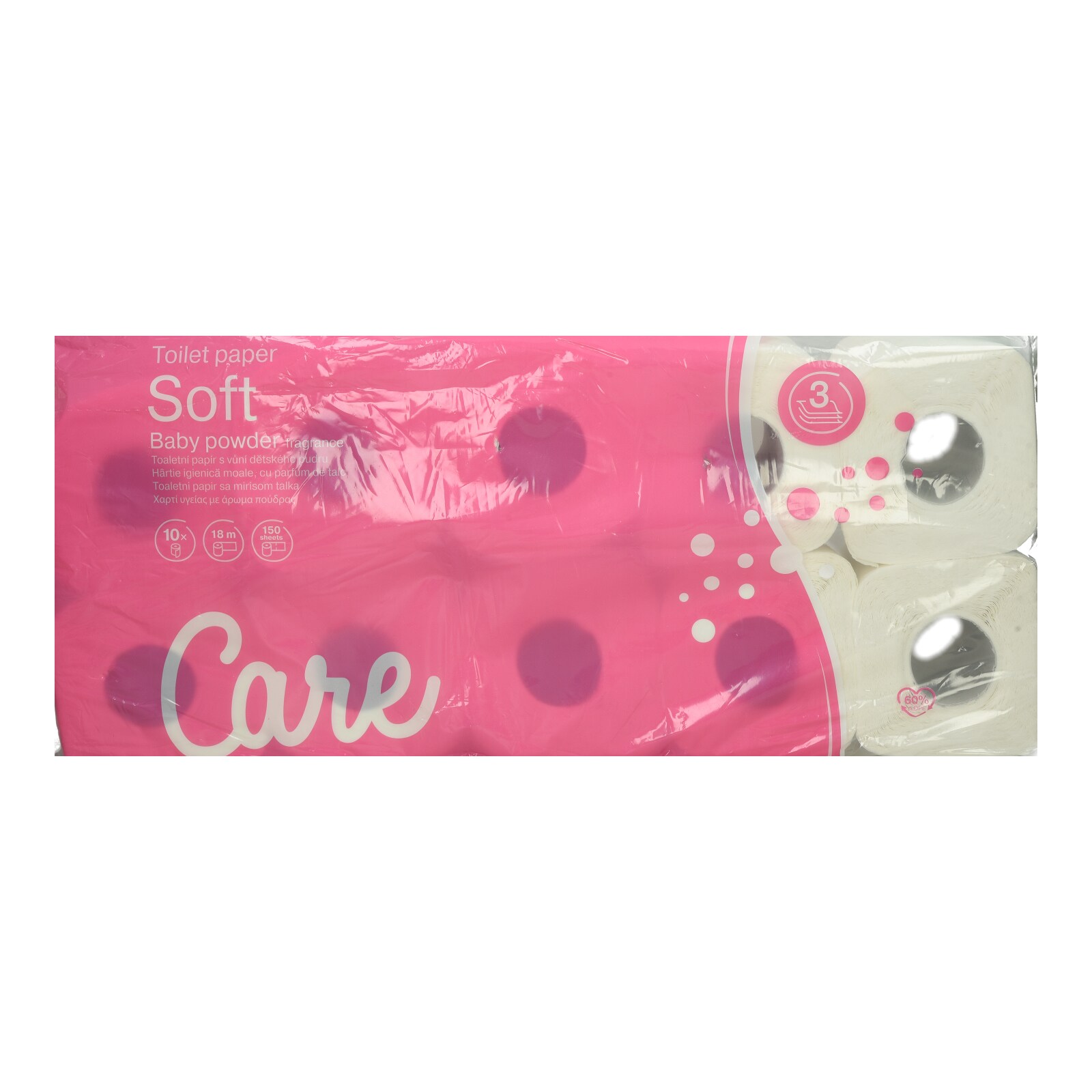 CARE Χαρτί Υγείας Υγείας Baby Powder 3 Φύλλα 10 Ρολά 899g
