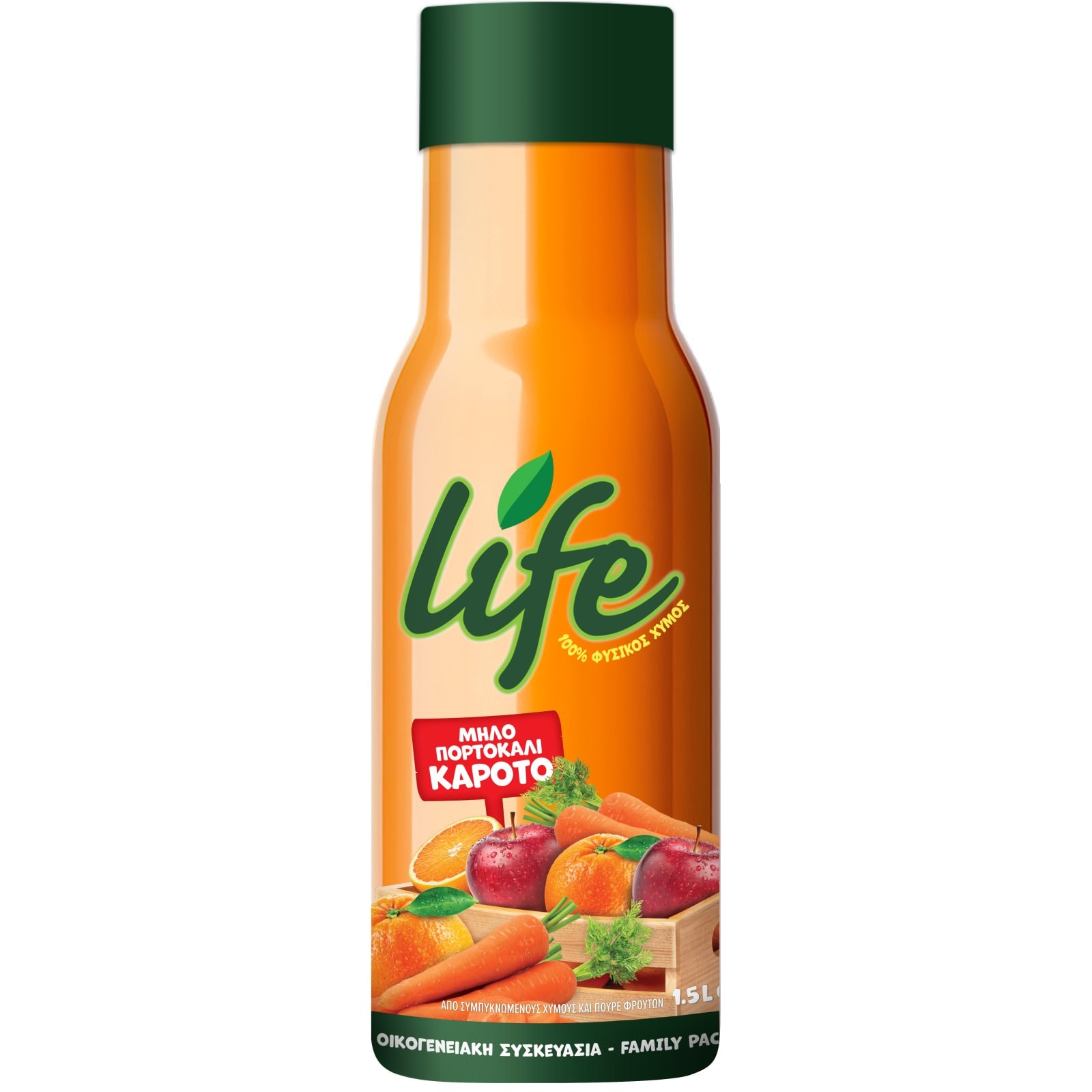 LIFE Φυσικός Χυμός Μήλο Πορτοκάλι Καρότο 1.5 Lt