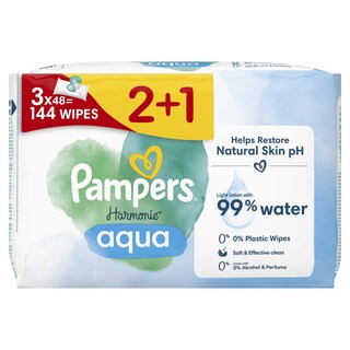 PAMPERS | Μωρομάντηλα Harmonie Aqua 48 Τεμάχια 2+1 Δώρο