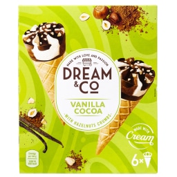 DREAM & CO | Παγωτό Χωνάκι Βανίλια Κακάο 6x71.5g