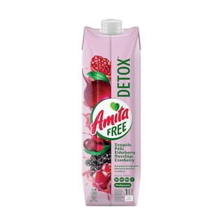 AMITA | Φρουτοποτό Detox Free Σταφύλι Ρόδι Παντζάρι 1lt