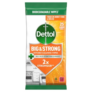 DETTOL | Πανάκια Καθαρισμού Κουζίνας Big & Strong 25 Τεμάχια