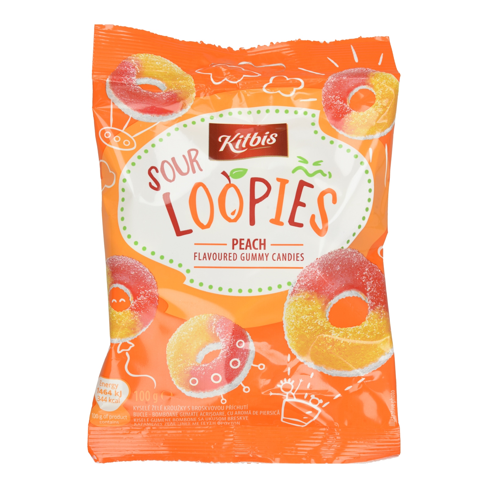 Ζελεδάκια Sour Loopies Γεύση Ροδάκινο 100g