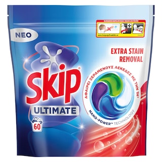 SKIP | Κάψουλες Πλυντηρίου Ρούχων Ultimate Extra Strain Removal 60 Τεμάχια