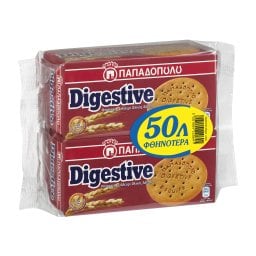 ΠΑΠΑΔΟΠΟΥΛΟΥ | Μπισκότα Digestive Ολικής Άλεσης 2x250gr 0.50Ε Φθην.