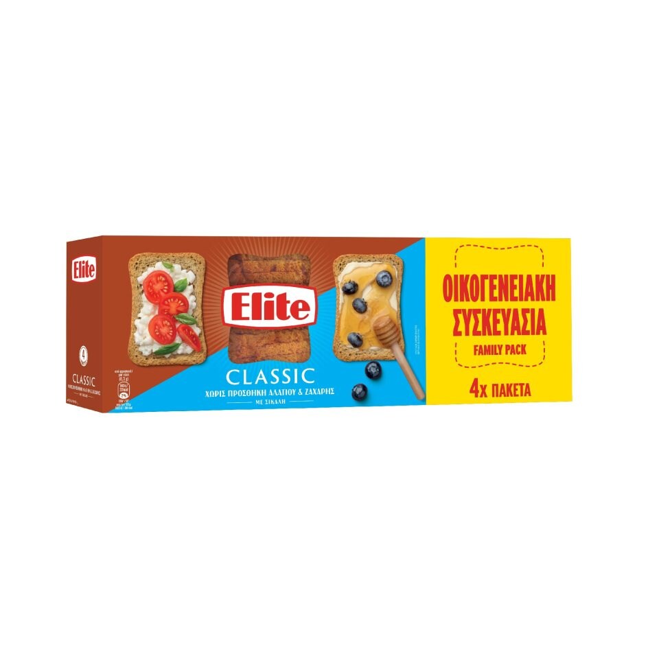 ELITE Φρυγανιές Σίκαλης Χωρίς Αλάτι 4x90g