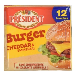 PRESIDENT | Τυρί Cheddar Emmental Burger Φέτες 200g