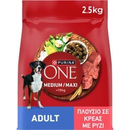PURINA ONE | Σκυλοτροφή Medium Maxi Active Βοδινό Ρύζι 2.5kg