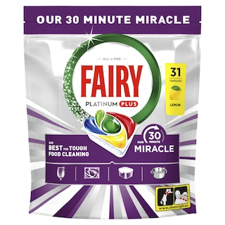 FAIRY | Κάψουλες Πλυντηρίου Πιάτων Platinum Plus Miracle Λεμόνι 31 Τεμάχια