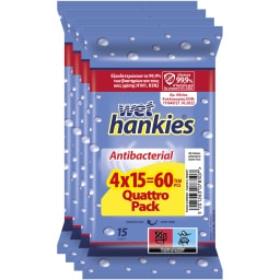WET HANKIES | Αντιβακτηριδιακά Μαντηλάκια 4x15 Τεμάχια