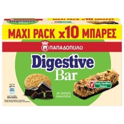 ΠΑΠΑΔΟΠΟΥΛΟΥ | DIGESTIVE | Μπάρες Digestive Σοκολάτα Χωρίς Προσθήκη Ζάχαρης 10x28g