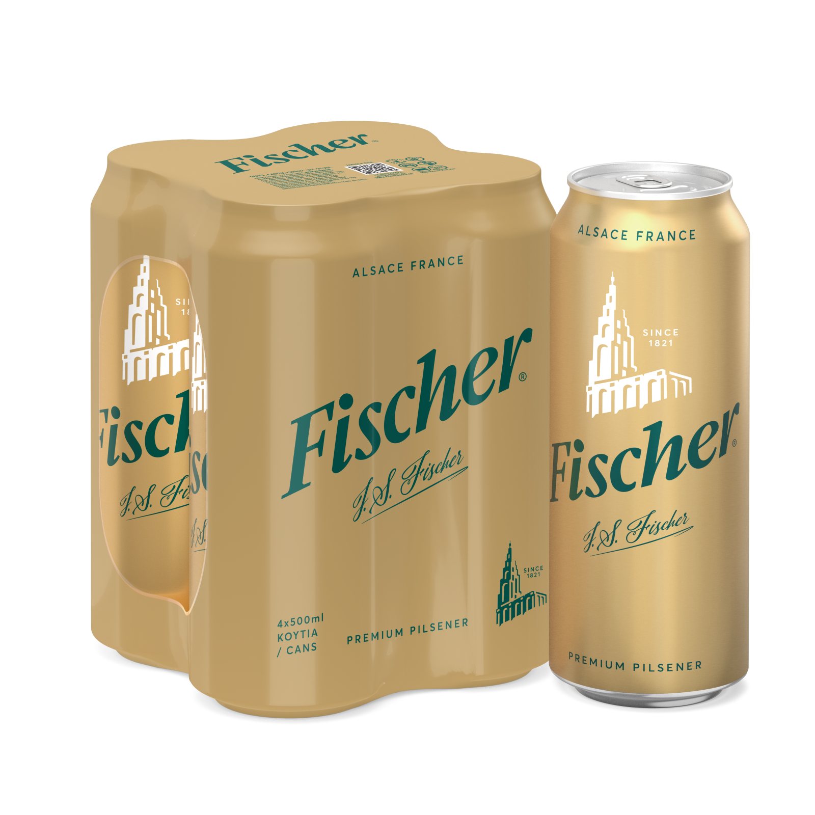 FISCHER Μπύρα Pilsner Κουτί 4x500ml