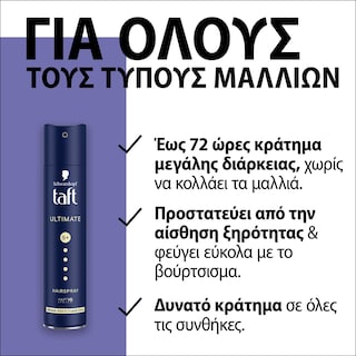 TAFT | Λακ Spray Μαλλιών Taft Ultimate 250ml