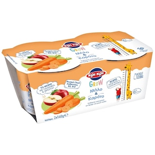 ΚΡΙ ΚΡΙ | Επιδόρπιο Γιαουρτιού Grow Μήλο Καρότο 2x140g