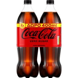 COCA COLA | Αναψυκτικό Cola Zero Φιάλη 2x1.5lt 400ml Δώρο
