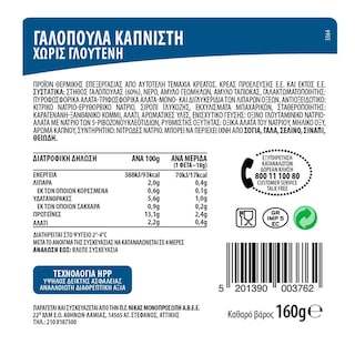 ΝΙΚΑΣ | Γαλοπούλα Καπνιστή Φέτες Χωρίς Γλουτένη 160g